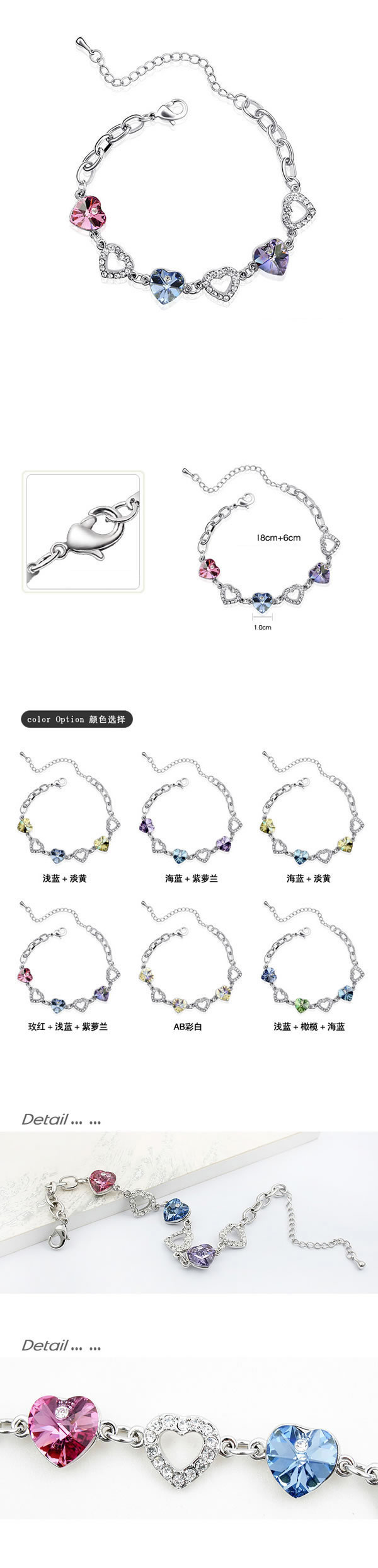 Printed Rose + blue + violet Purple Bracelet Alloy Crystal Bracelets,Crystal Bracelets