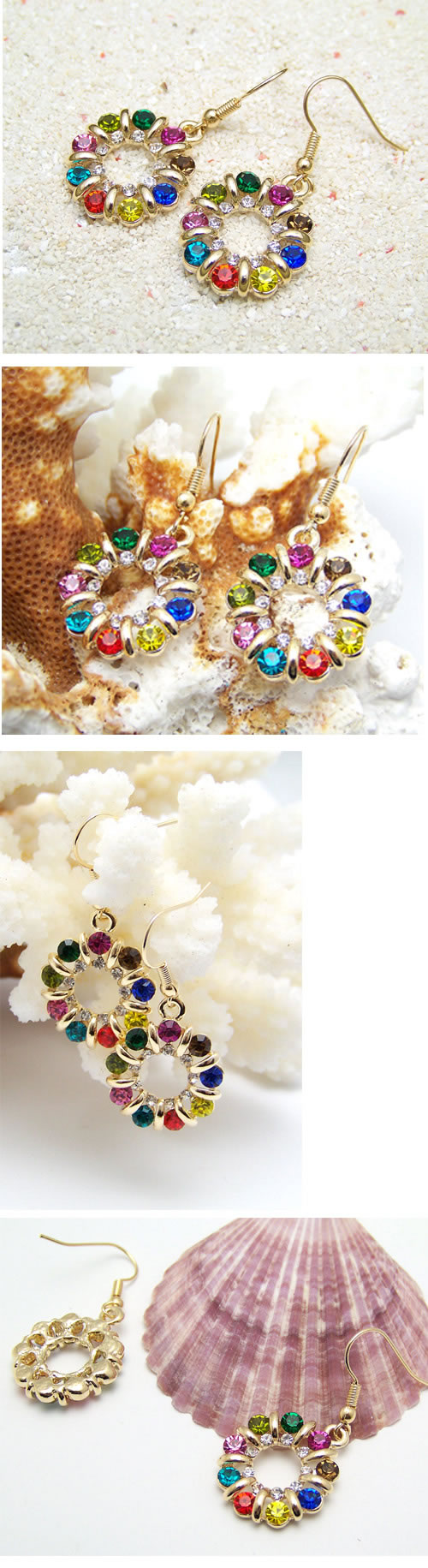 Plussize Multicolour Sparkling Twisted Circle Alloy Korean Earrings,Drop Earrings