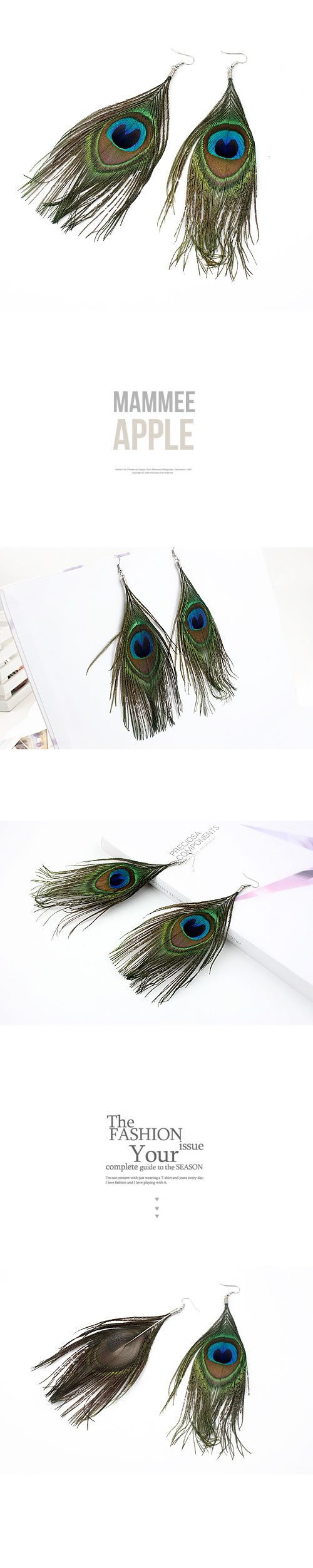 Shopping Green Peafowl Feather Delicate Design,Drop Earrings