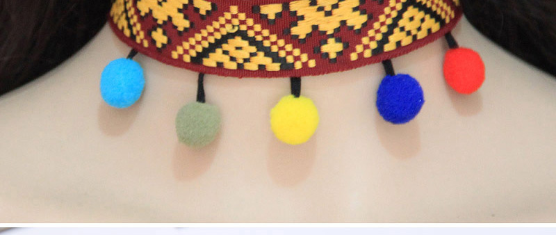 Fashion Multi-color Ball Decorated Color Matching Pom Choker,Chokers