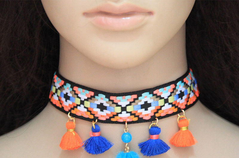 Fashion Multi-color Tassel Decorated Color Matching Choker,Chokers