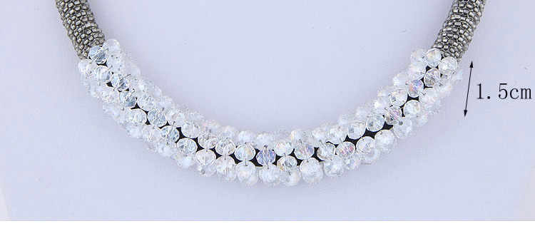 Elegant White Round Shape Decorated Necklace,Beaded Necklaces
