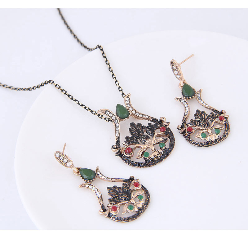 Vintage Green Hollow Out Decorated Jewelry Sets,Jewelry Sets