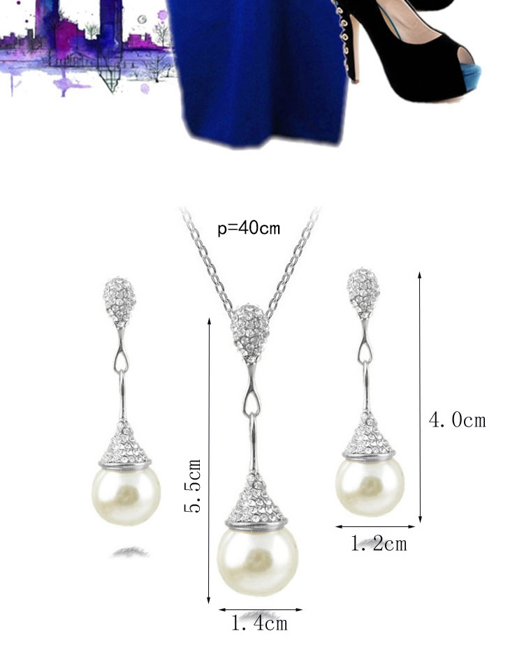 Fashion Silver Color Pearls&diamond Decorated Jewelry Sets,Jewelry Sets