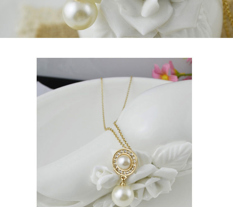 Elegant Gold Color Pearls&diamond Decorated Jewelry Sets,Jewelry Sets