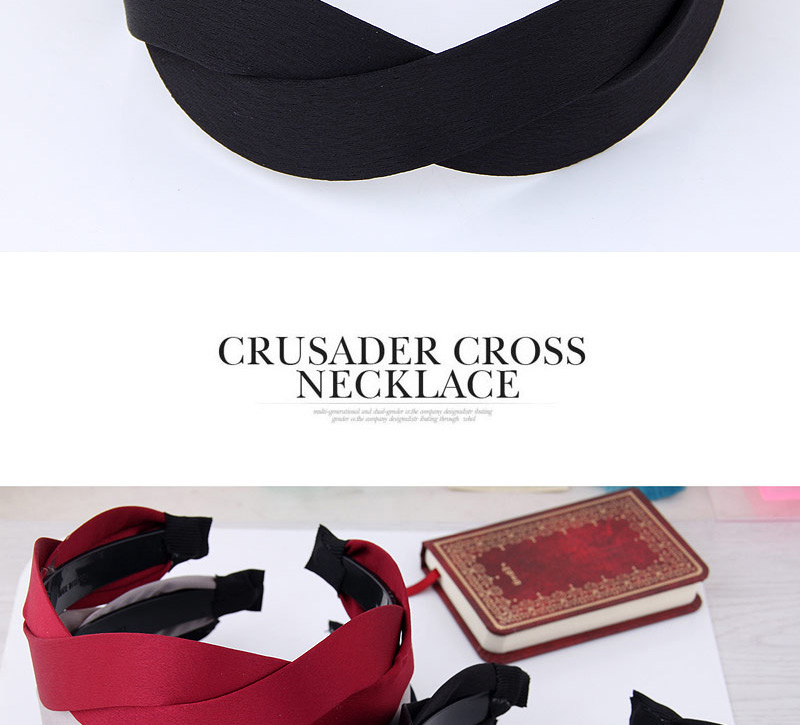 Elegant Black Pure Color Decorated Cross Design Hair Hoop,Head Band