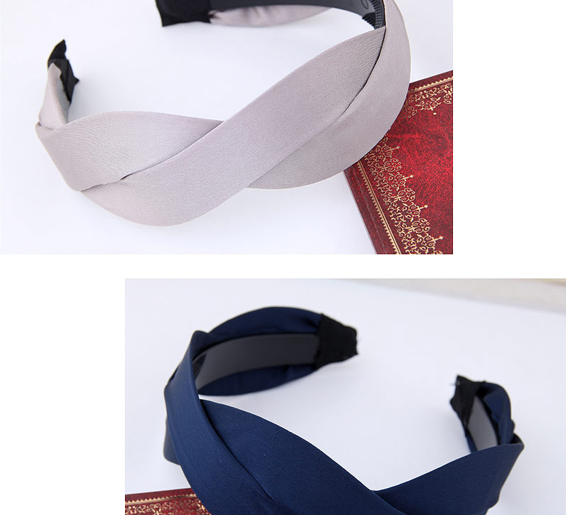 Elegant Gray Pure Color Decorated Cross Design Hair Hoop,Head Band
