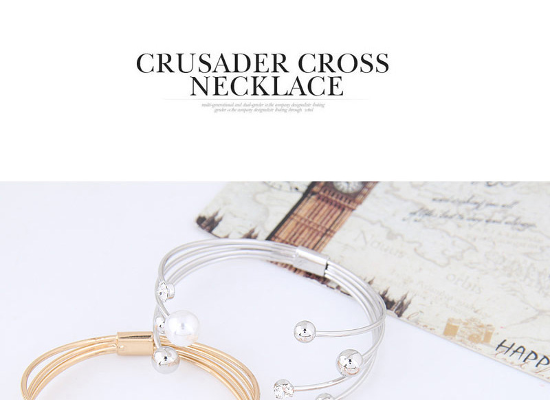 Fashion Rose Gold Pearl&diamond Decorated Simple Bracelet,Fashion Bangles