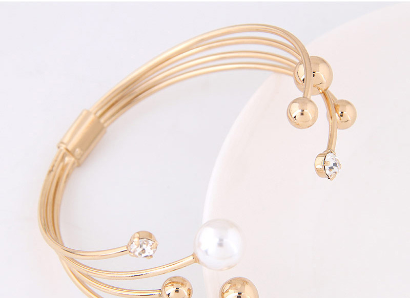 Fashion Silver Color Pearl&diamond Decorated Simple Bracelet,Fashion Bangles