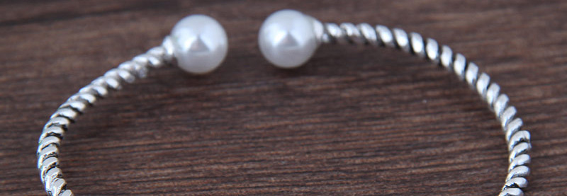 Fashion Silver Color Pearl Shape Decorated Opening Bracelet,Fashion Bangles