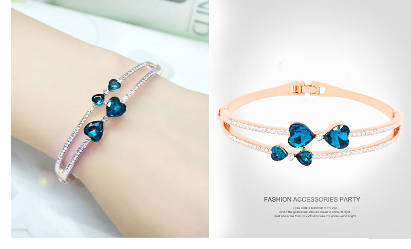 Fashion Sapphire Blue Heart Shape Decorated Simple Bracelet,Fashion Bangles