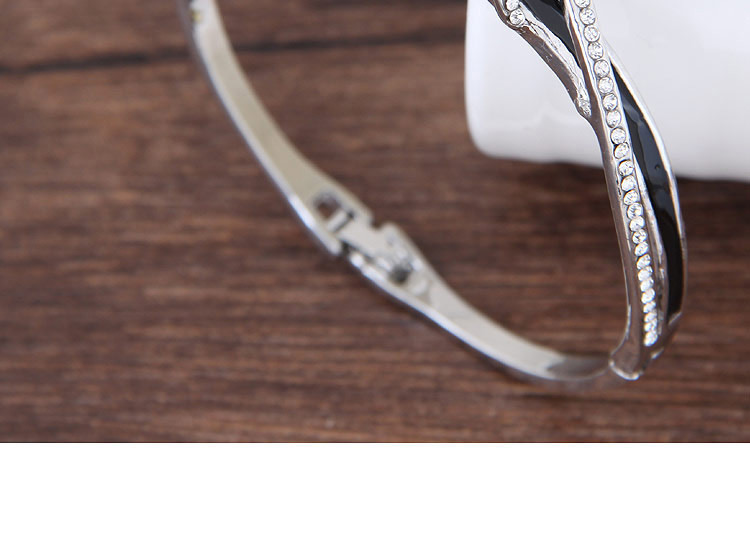 Fashion Silver Color+black Diamond Decorated Simple Bracelet,Fashion Bangles