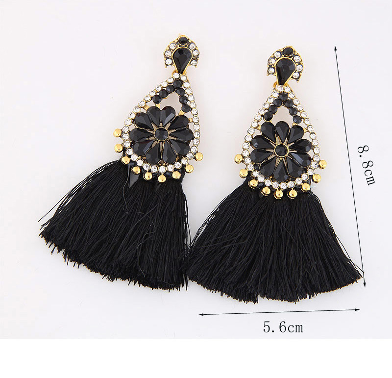 Fashion Gray+black Diamond&tassel Decorated Simple Earrings,Drop Earrings