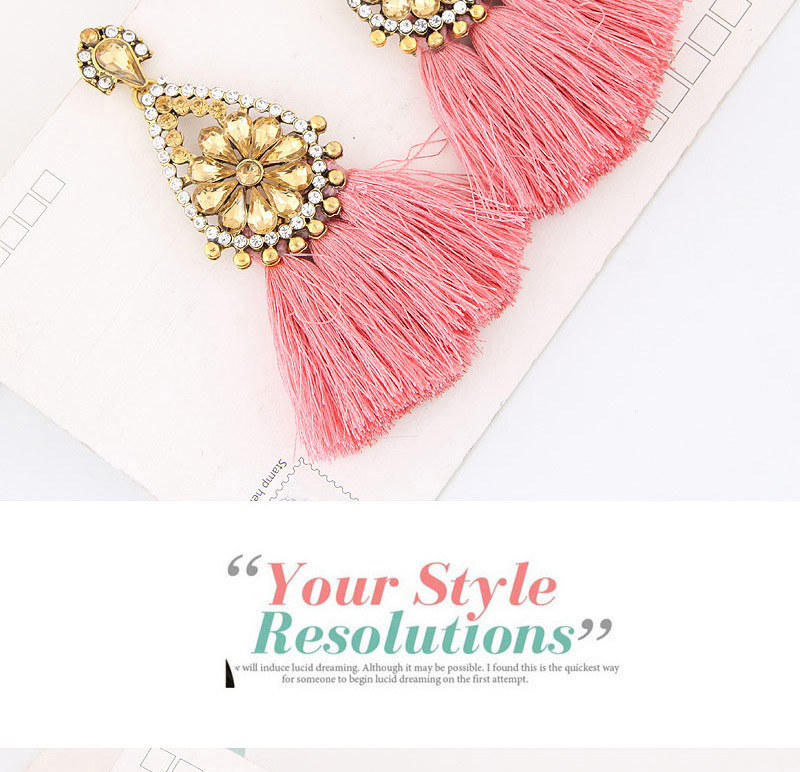 Fashion Pink Diamond&tassel Decorated Simple Earrings,Drop Earrings
