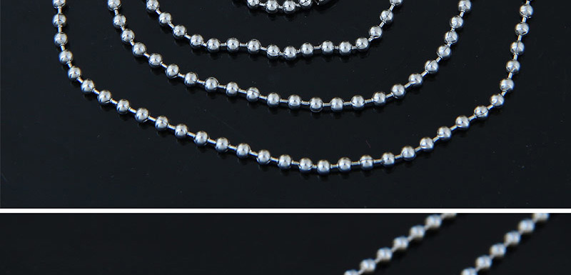 Trendy Silver Color Buddha Beads Decorated Pure Color Necklace,Chains