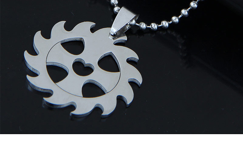 Trendy Silver Color Fire Wheel Pendant Decorated Pure Color Necklace,Necklaces