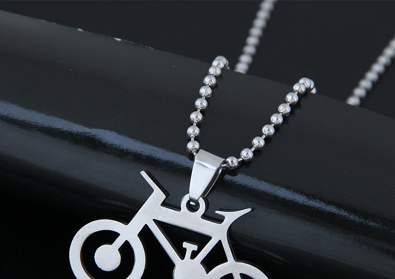 Trendy Silver Color Bike Shape Pendant Decorated Simple Necklace,Necklaces