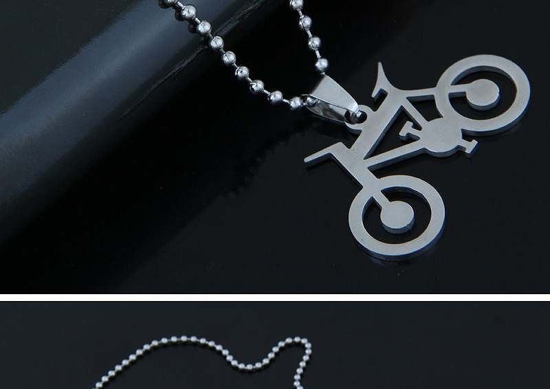 Trendy Silver Color Bike Shape Pendant Decorated Simple Necklace,Necklaces