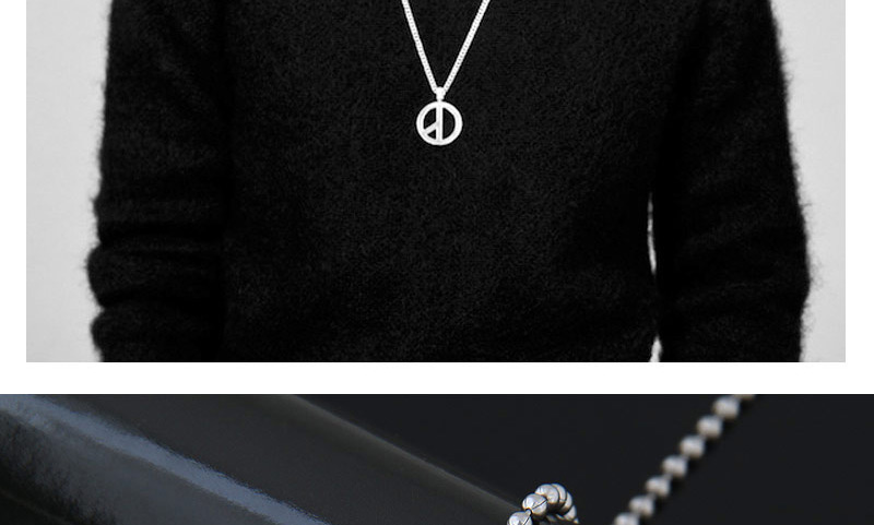 Trendy Silver Color Peace Sign Pendant Decorated Simple Necklace,Necklaces