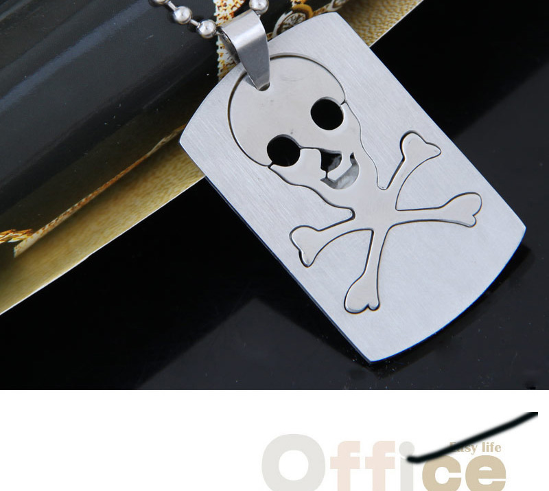 Trendy Silver Color Skull Pendant Decorated Pure Color Necklace,Necklaces