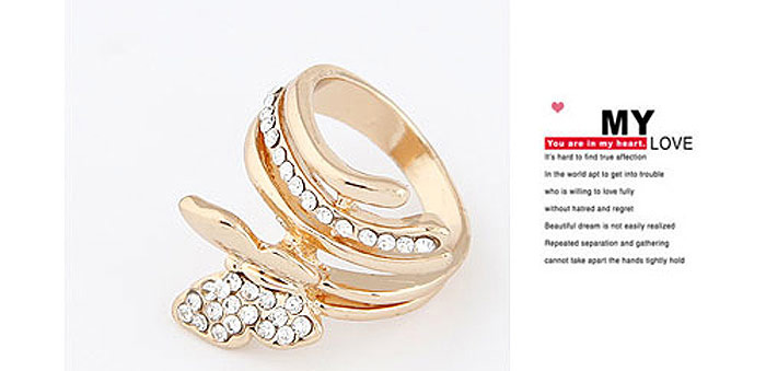 Sweet Gold Color Butterfly Shape Decorated Simple Ring,Fashion Rings