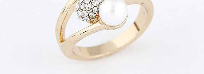 Sweet Gold Color Pearls&diamond Decorated Simple Ring,Fashion Rings