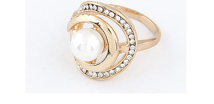 Sweet Gold Color Pearls&diamond Decorated Hollow Out Ring,Fashion Rings