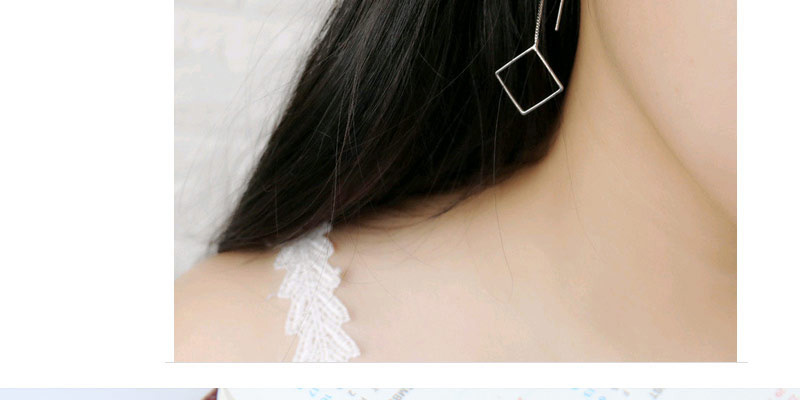 Fashion Silver Color Diamond Shape Decorated Earrings,Drop Earrings