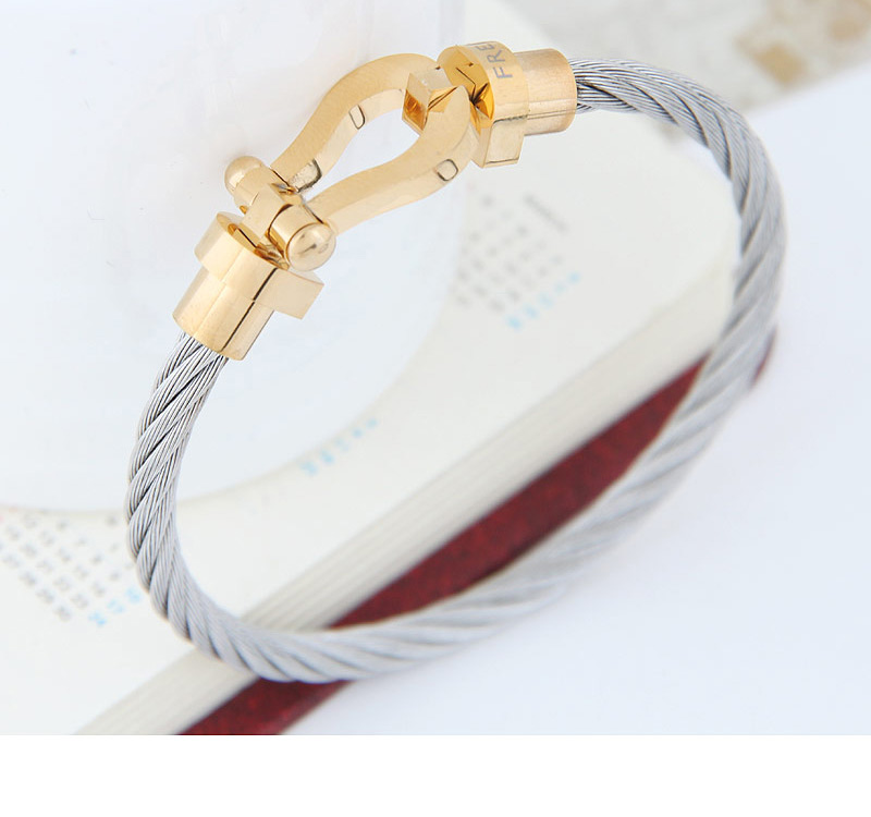 Personlity Gold Color+gray Hand-woven Decorated Bracelet,Fashion Bangles