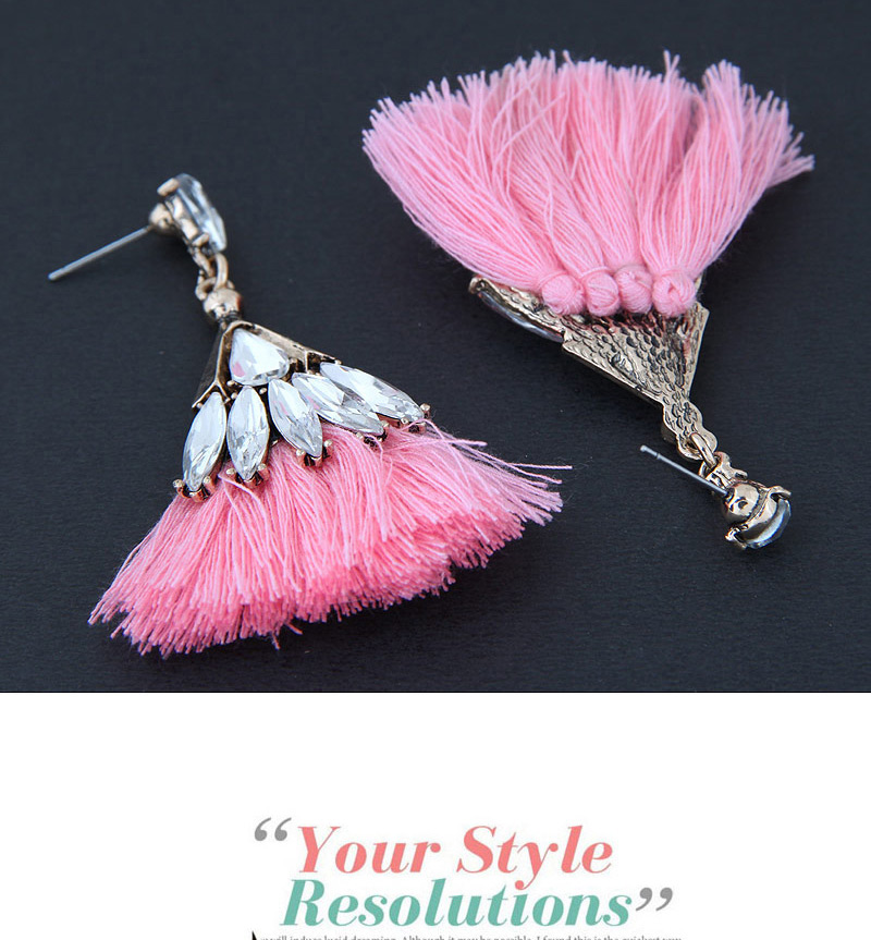 Bohemia Pink Tassel Decorated Earrings,Drop Earrings