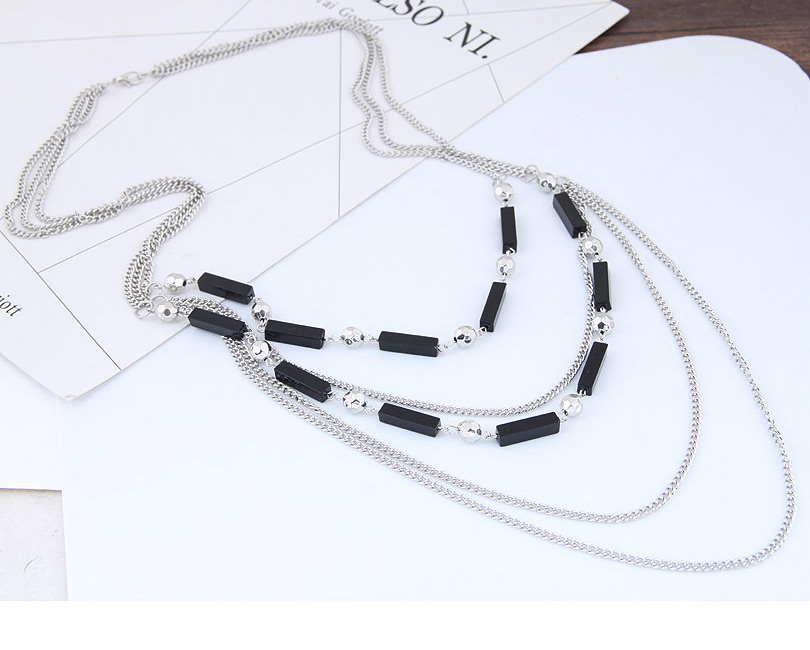 Fashion Silver Color Pure Color Decorated Necklace,Multi Strand Necklaces