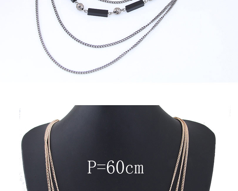 Fashion Gold Color+black Pure Color Decorated Necklace,Multi Strand Necklaces