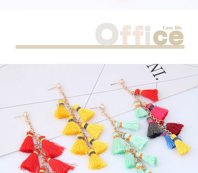 Elegant Multi Color Tassel Decorated Earrings,Drop Earrings