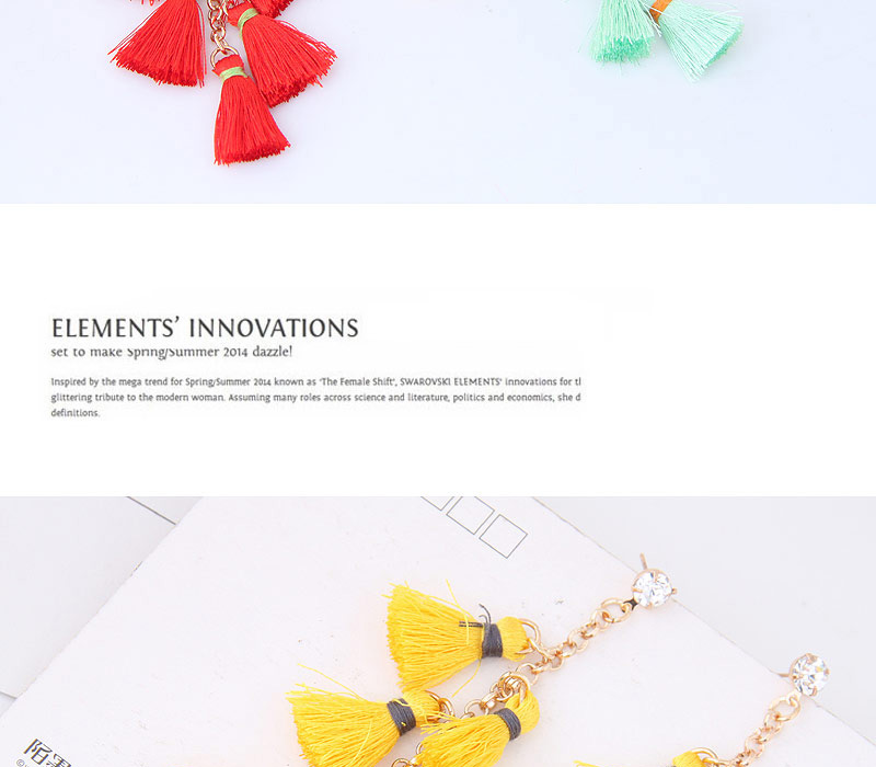 Elegant Multi Color Tassel Decorated Earrings,Drop Earrings
