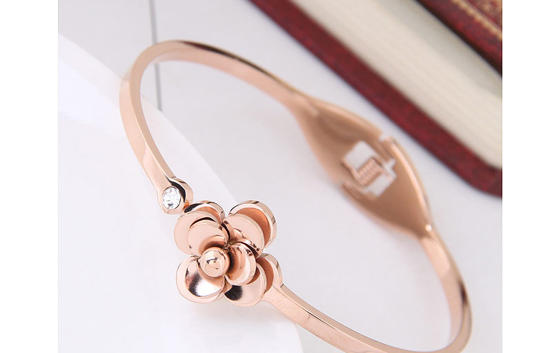 Fashion Rose Gold Flower Shape Decorated Bracelet,Fashion Bangles