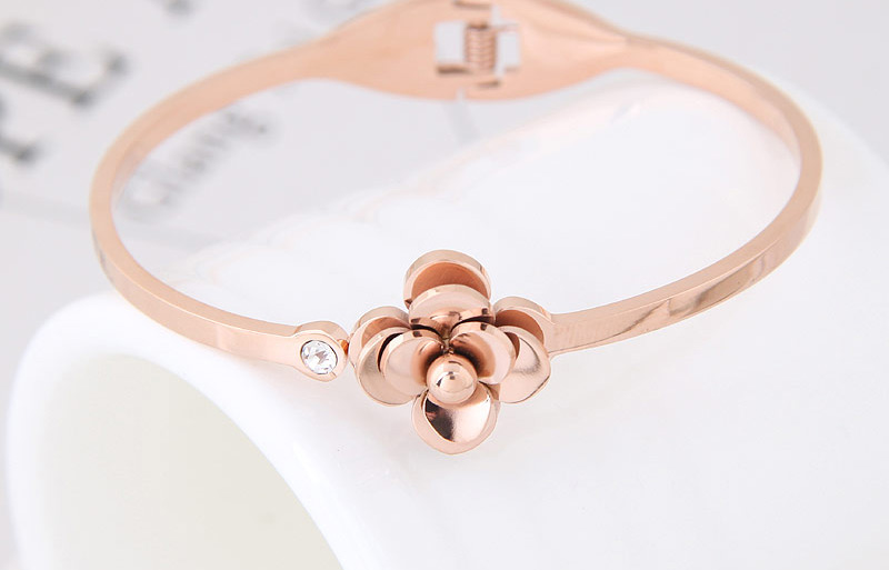 Fashion Rose Gold Flower Shape Decorated Bracelet,Fashion Bangles