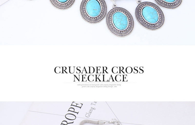 Fashion Blue Oval Shape Gemstone Decorated Jewelry Sets,Jewelry Sets