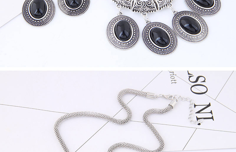 Fashion Black Oval Shape Gemstone Decorated Jewelry Sets,Jewelry Sets