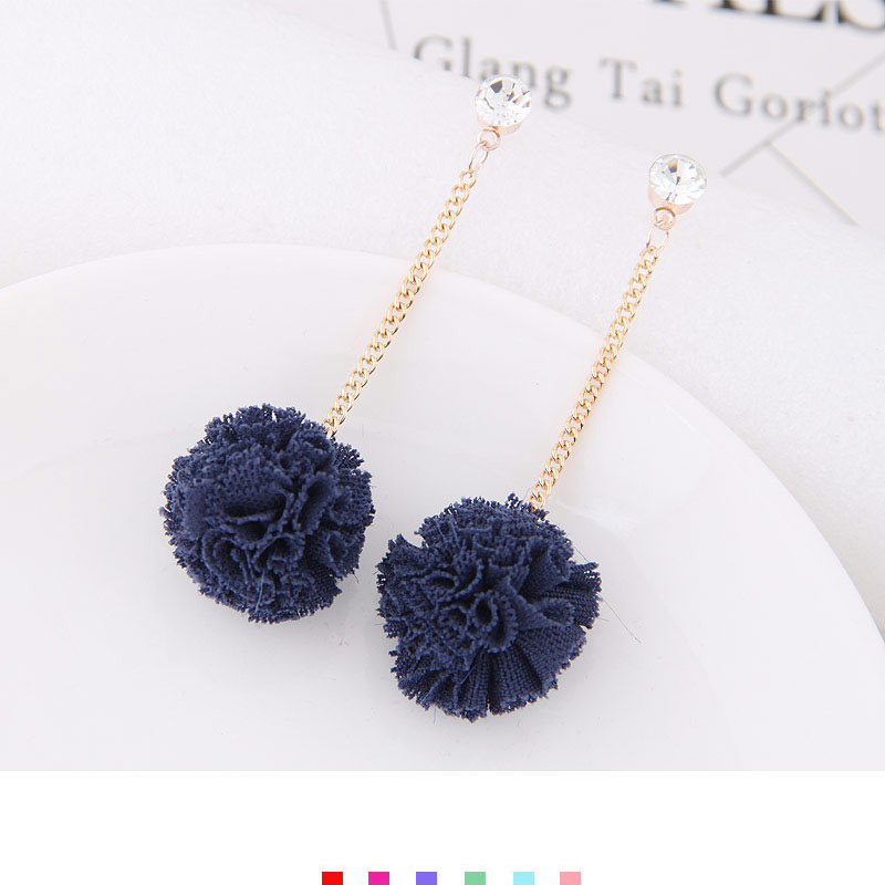 Sweet Blue Flower Pendant Decorated Long Earrings,Drop Earrings