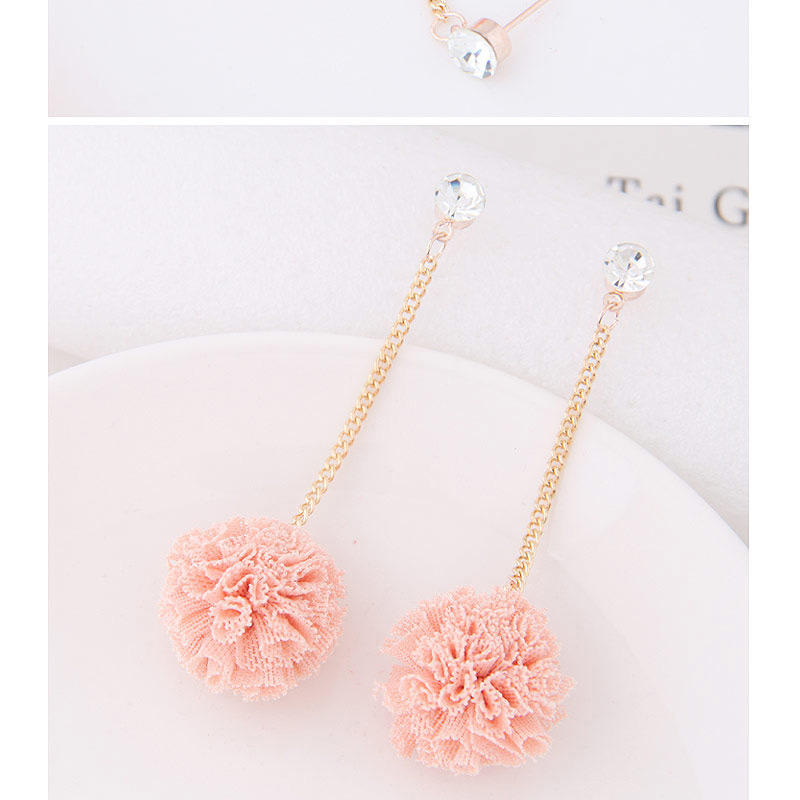 Sweet Light Pink Flower Pendant Decorated Long Earrings,Drop Earrings