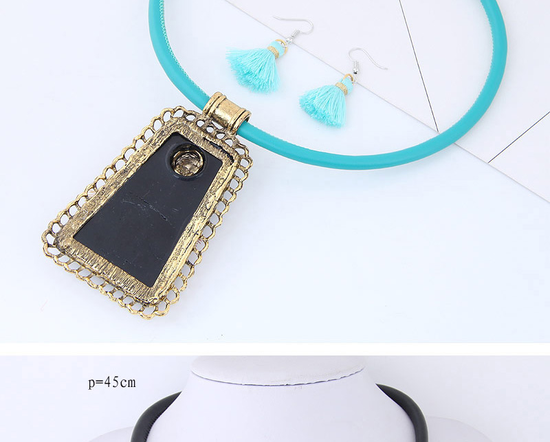 Trendy Blue+green Tassel Decorated Sector Shape Jewelry Sets,Jewelry Sets