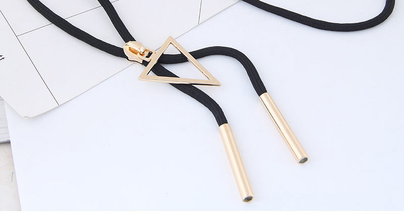 Trendy Black Triangle Shape Decorated Simple Necklace,Multi Strand Necklaces