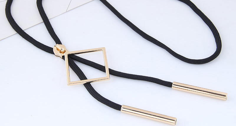 Trendy Black Square Shape Decorated Simple Necklace,Multi Strand Necklaces