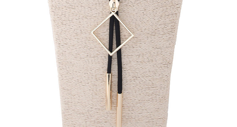 Trendy Black Square Shape Decorated Simple Necklace,Multi Strand Necklaces
