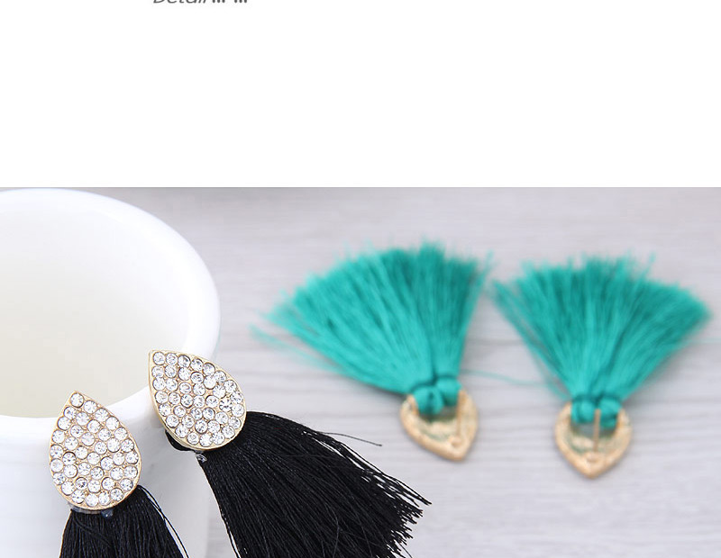Bohemia Green Oval Shape Decorated Tassel Earrings,Drop Earrings