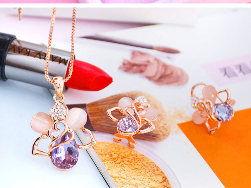 Elegant Purple Waterdrop Shape Diamond Decorated Jewelry Sets,Jewelry Sets