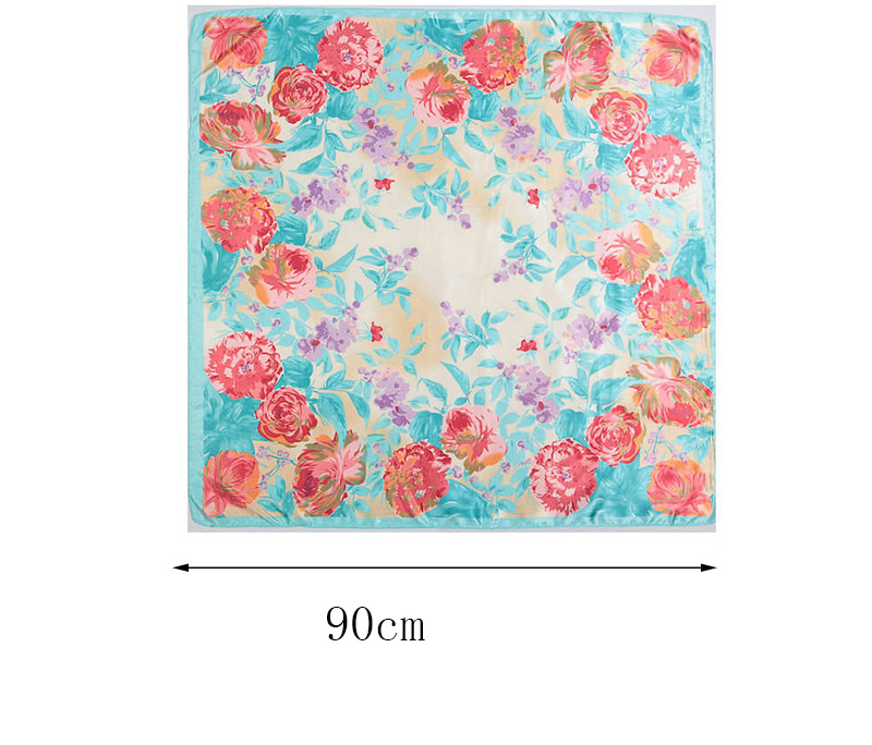Fashion Light Purple Flower Pattern Decorated Square Shape Scarf,Thin Scaves