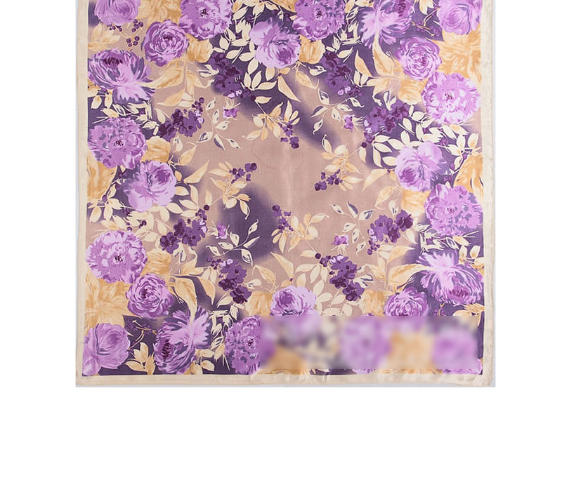 Fashion Light Purple Flower Pattern Decorated Square Shape Scarf,Thin Scaves