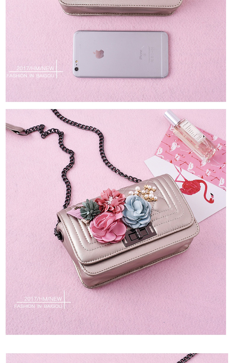 Fashion Multi-color Pearl&flower Decorated Square Shape Pure Color Shoulder Bag,Messenger bags
