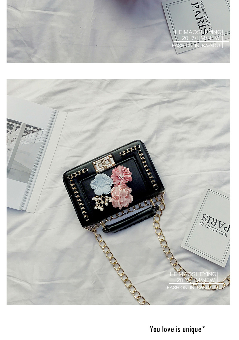 Fashion Pink Flower&chain Decorated Pure Color Shoulder Bag,Messenger bags